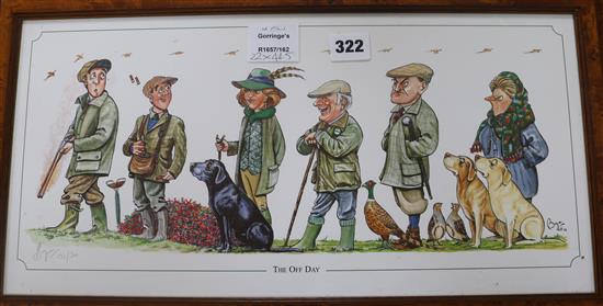 Two sets of two Bryn coloured prints and Nevill Marden, print, Whitmere Valley, 22 x 44.5cm